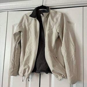 Lands' End Women's Winter White Soft Shell Zip Front Jacket Small Fleece Lining